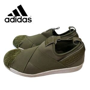 Adidas ORIGINALS SUPERSTAR Slip On Suede BZ0647 Olive Green Women’s Sneakers 7.5